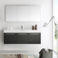 Fresca Vista 60 Black Wall Hung Single Sink Modern Bathroom Vanity w/ Medicine Cabinet