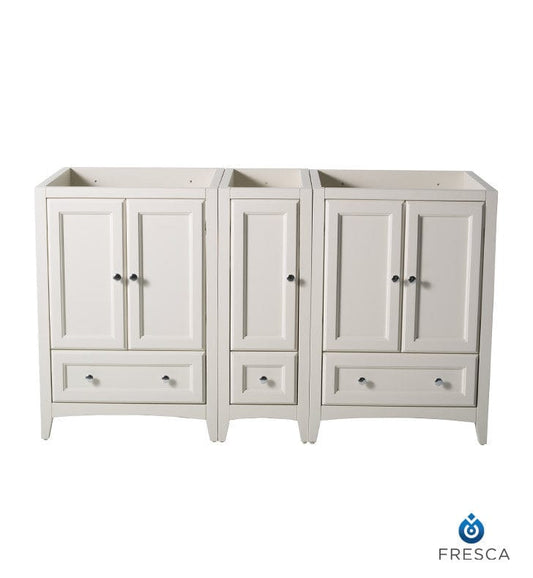 Fresca Oxford 60 Antique White Traditional Double Sink Bathroom Cabinets