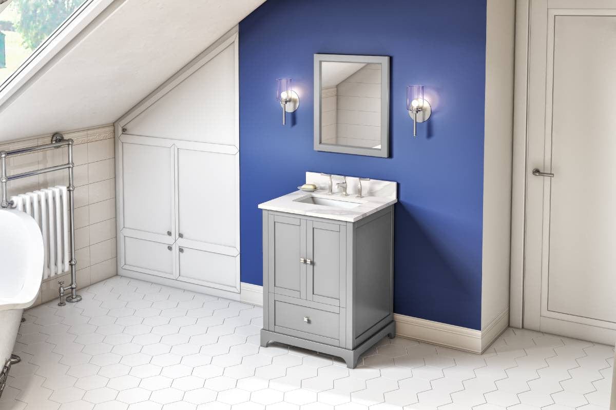 Jeffrey Alexander Vanities Jeffrey Alexander Addington Contemporary 24" Grey Single Undermount Sink Vanity w/ Quartz Top