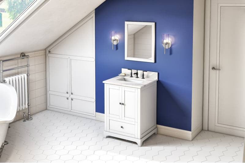 Jeffrey Alexander Vanities Jeffrey Alexander Addington Contemporary 24" White Single Undermount Sink Vanity w/ Quartz Top
