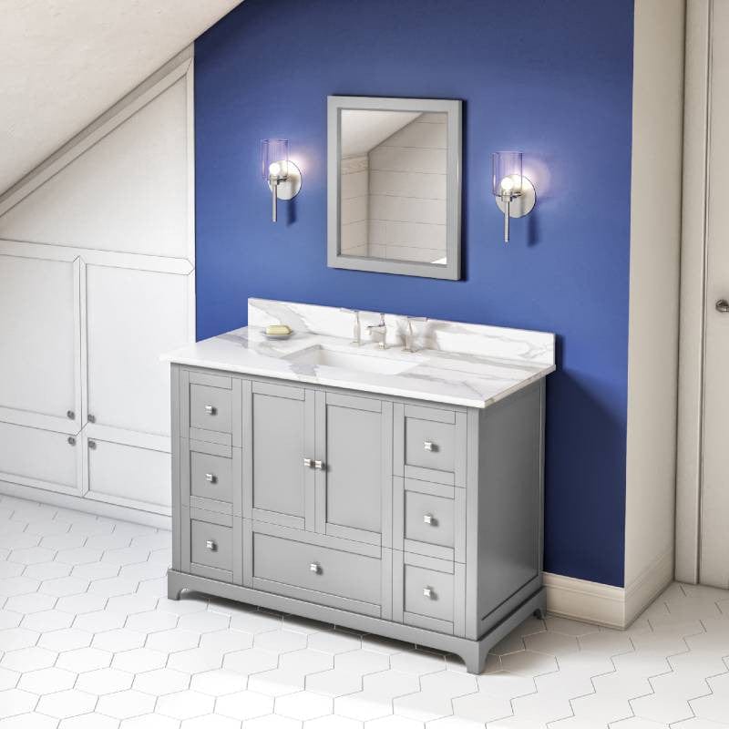 Jeffrey Alexander Vanities Jeffrey Alexander Addington Contemporary 48" Grey Single Undermount Sink Vanity w/ Quartz Top