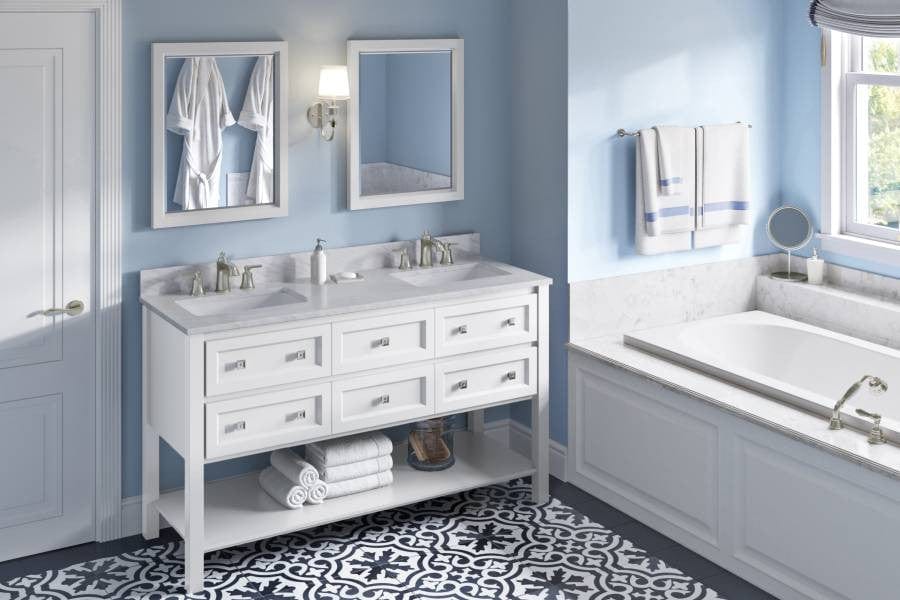 Jeffrey Alexander Vanities Jeffrey Alexander Adler Transitional 60" White Double Sink Vanity