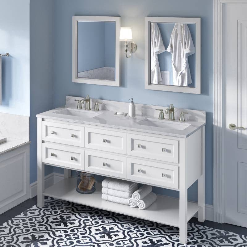 Jeffrey Alexander Vanities Jeffrey Alexander Adler Transitional 60" White Double Undermount Sink Vanity w/ Quartz Top