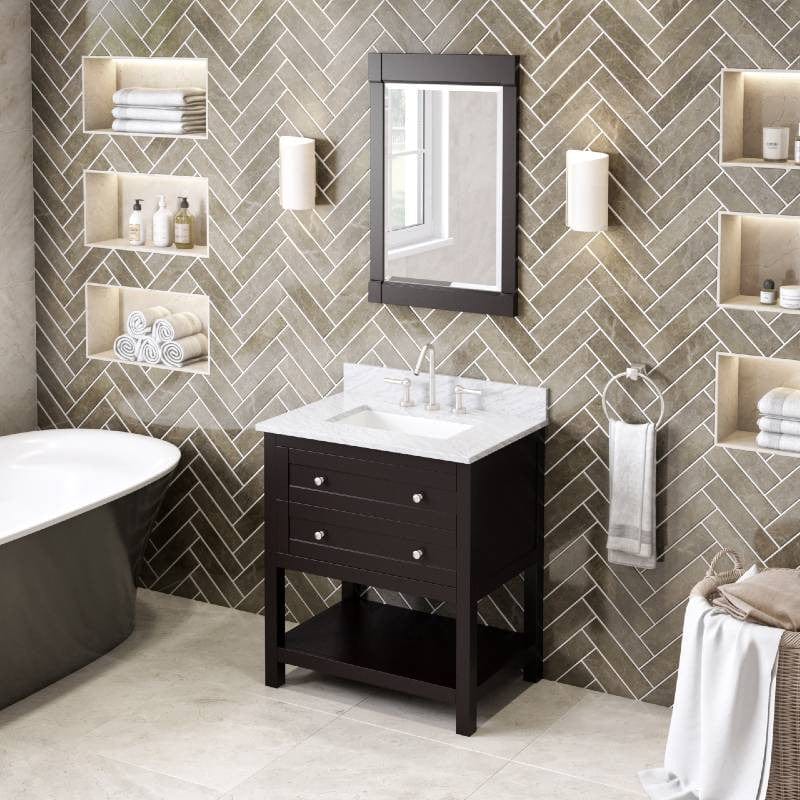 Jeffrey Alexander Vanities Jeffrey Alexander Astoria Transitional 30" Espresso Single Underount Sink Vanity w/ Marble Top
