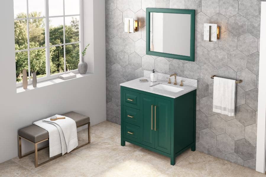 Jeffrey Alexander Vanities Jeffrey Alexander Cade Modern 36" Forest Green Single Sink Vanity