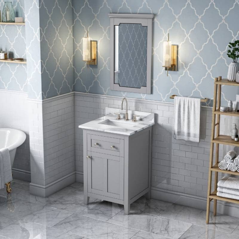 Jeffrey Alexander Vanities Jeffrey Alexander Chatham Traditional 24" Gray Single Undermount Sink Vanity w/ Quartz Top