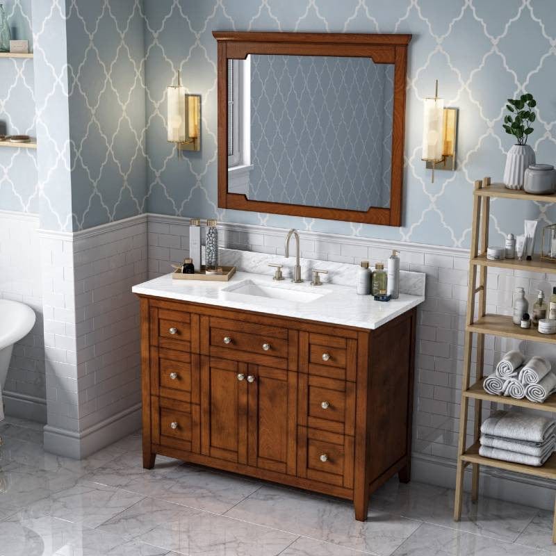 Jeffrey Alexander Vanities Jeffrey Alexander Chatham Traditional 48" Chocolate Single Undermount Sink Vanity w/ Marble Top