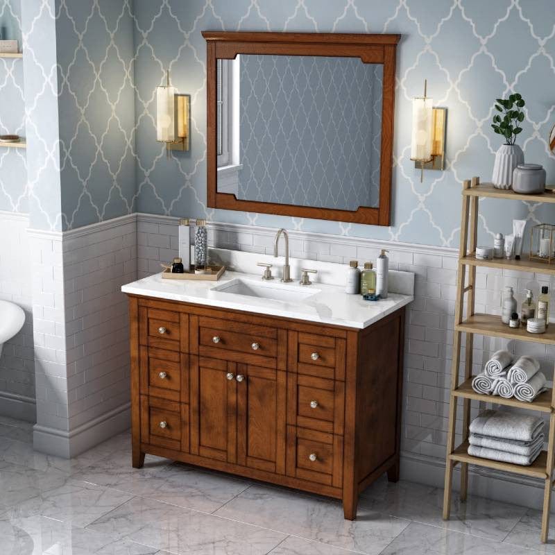 Jeffrey Alexander Vanities Jeffrey Alexander Chatham Traditional 48" Chocolate Single Undermount Sink Vanity w/ Quartz Top
