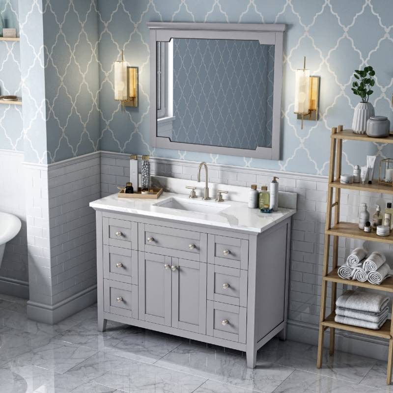 Jeffrey Alexander Vanities Jeffrey Alexander Chatham Traditional 48" Gray Single Undermount Sink Vanity w/ Quartz Top