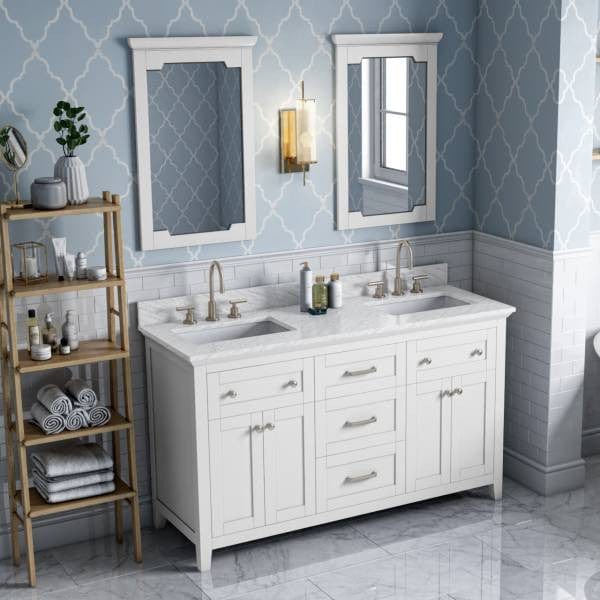 Jeffrey Alexander Vanities Jeffrey Alexander Chatham Traditional 60" White Double Sink Vanity