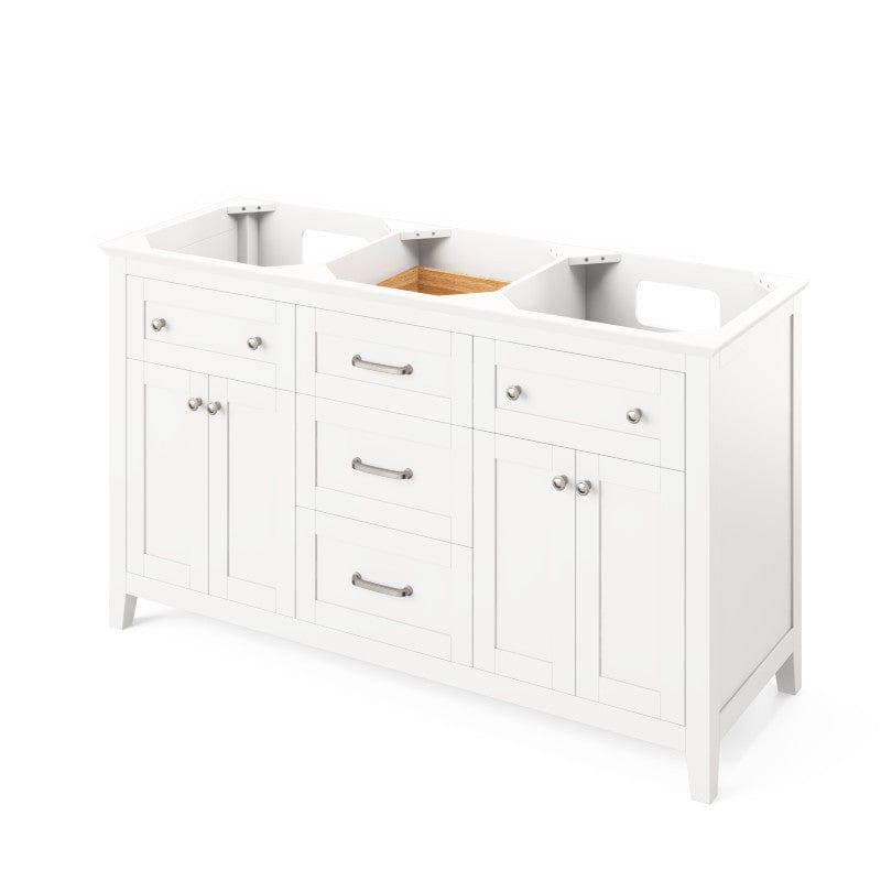 Jeffrey Alexander Vanities Jeffrey Alexander Chatham Traditional 60" White Double Undermount Sink Vanity w/ Quartz Top