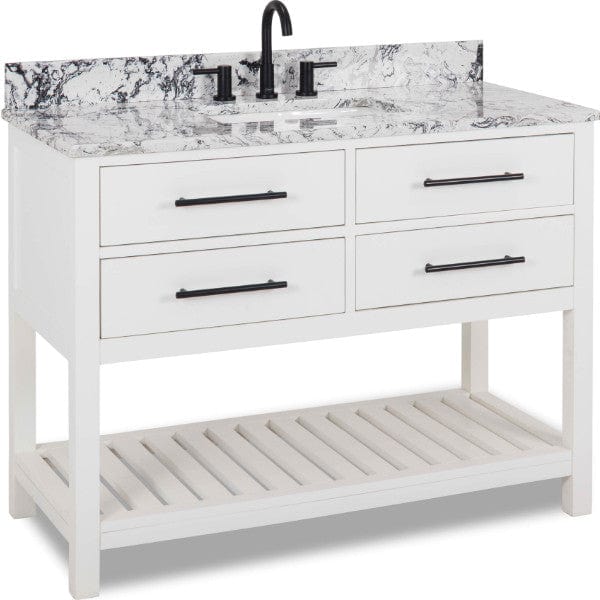 Jeffrey Alexander Vanities Jeffrey Alexander Wavecrest 48 White Contemporary Vanity