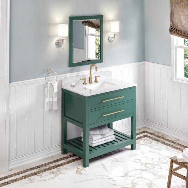Jeffrey Alexander Vanities Jeffrey Alexander Wavecrest Contemporary 36" Forest Green Single Sink Vanity