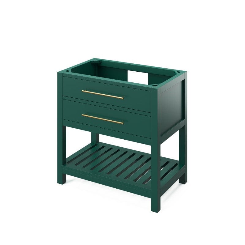 Jeffrey Alexander Vanities Jeffrey Alexander Wavecrest Contemporary 36" Forest Green Single Sink Vanity w/ Quartz Top