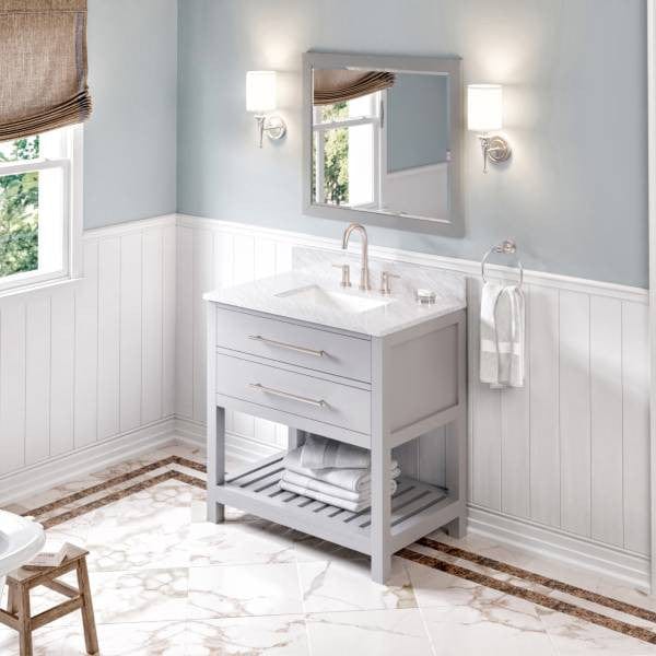 Jeffrey Alexander Vanities Jeffrey Alexander Wavecrest Contemporary 36" Grey Single Sink Vanity