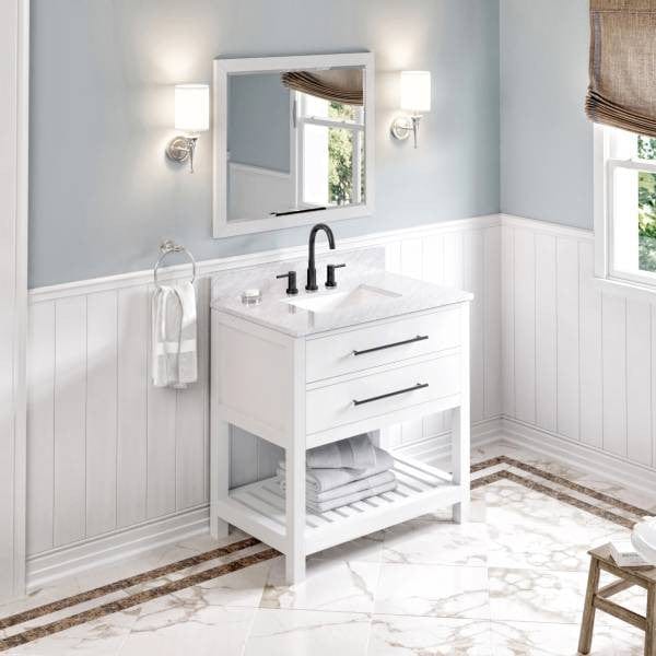 Jeffrey Alexander Vanities Jeffrey Alexander Wavecrest Contemporary 36" White Single Sink Vanity
