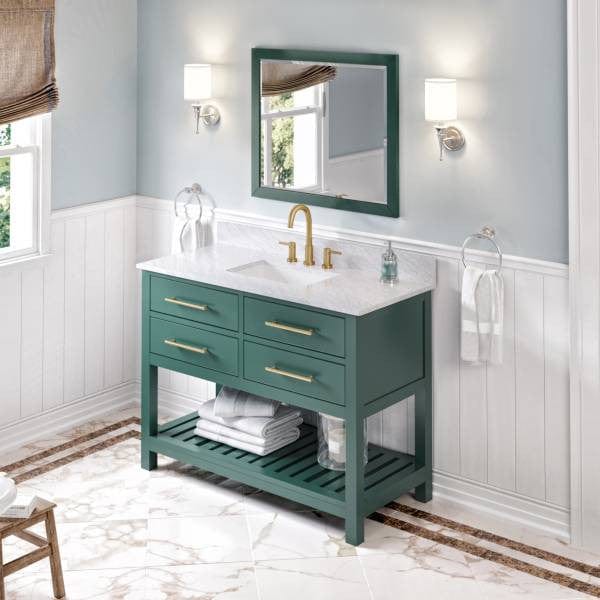 Jeffrey Alexander Vanities Jeffrey Alexander Wavecrest Contemporary 48" Forest Green Single Sink Vanity