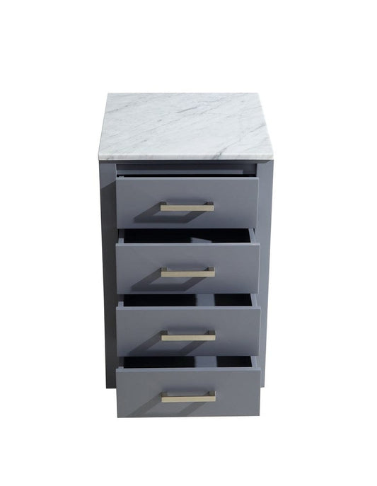 Lexora Jacques 20" Dark Grey Side Cabinet | White Carrara Marble Top