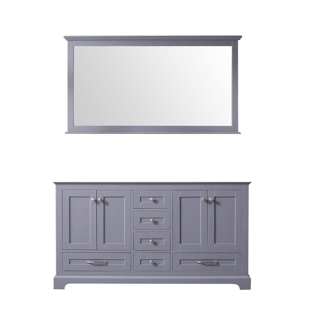 Lexora Vanities Lexora Dukes 60" Dark Grey Double Vanity | No Top | 58" Mirror