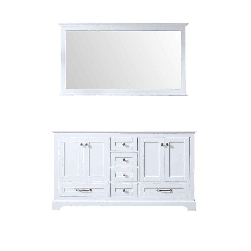 Lexora Vanities Lexora Dukes 60" White Double Vanity | No Top | 58" Mirror