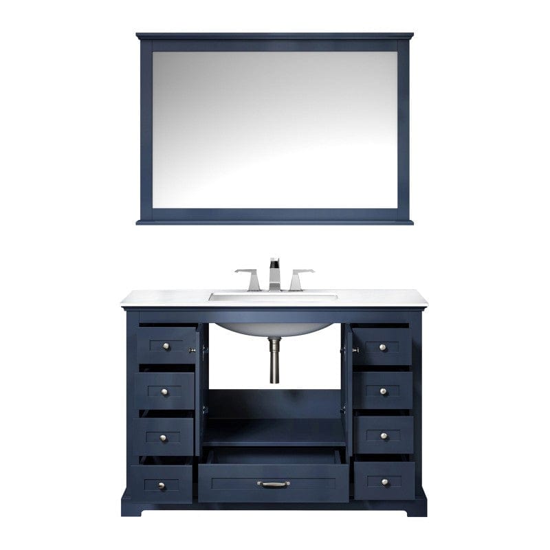 Lexora Vanities Lexora Dukes Modern 48" Navy Blue Single Sink Vanity with 48"Mirror