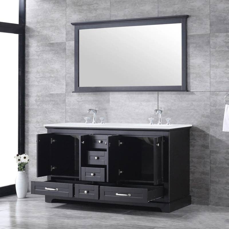 Lexora Vanities Lexora Dukes Modern 60" Espresso Double Sink Vanity with 58"Mirror