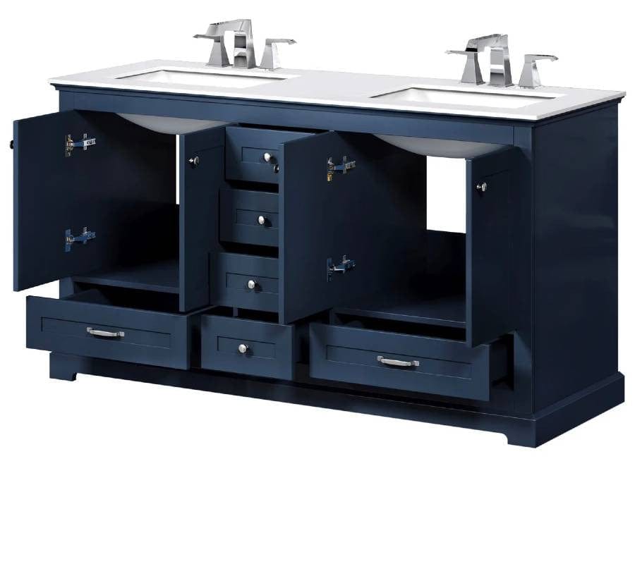 Lexora Vanities Lexora Dukes Modern 60" Navy Blue Double Sink Vanity