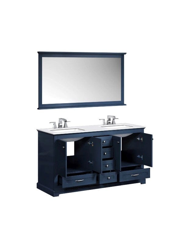 Lexora Vanities Lexora Dukes Modern 60" Navy Blue Double Sink Vanity Set