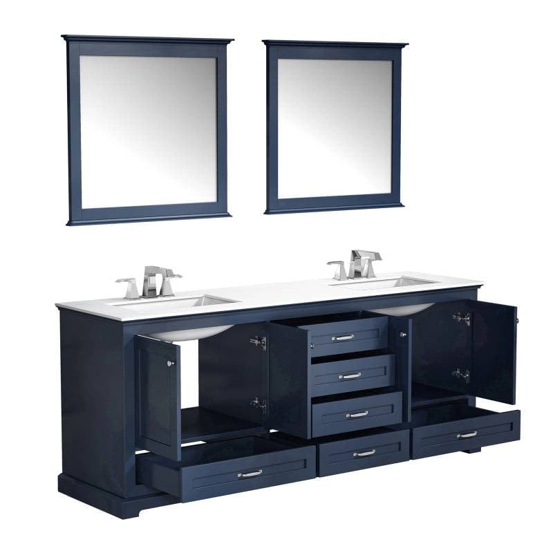 Lexora Vanities Lexora Dukes Modern 80" Navy Blue Double Sink Vanity with 30"Mirror
