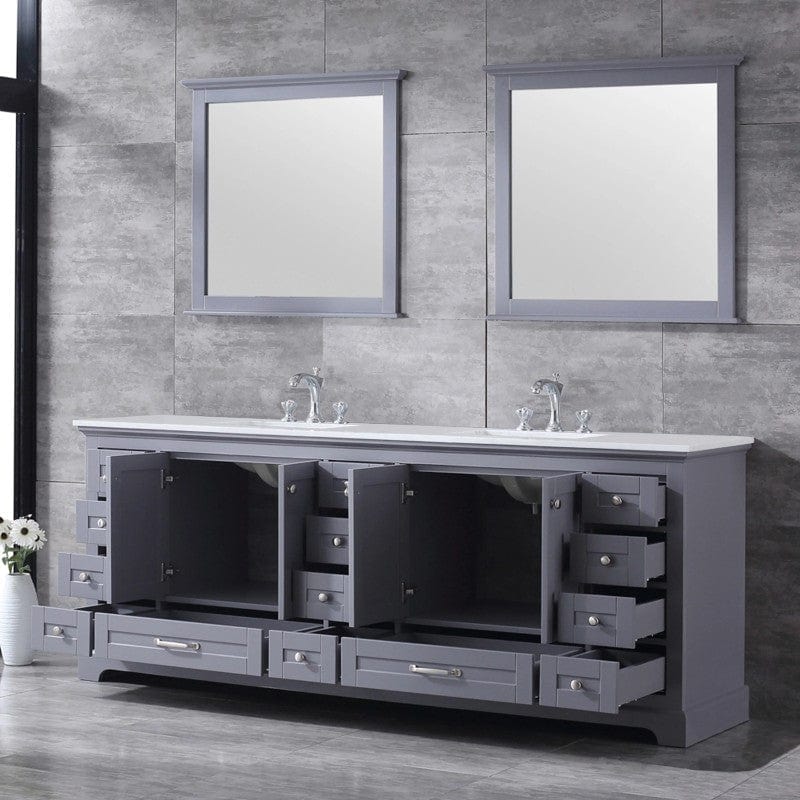 Lexora Vanities Lexora Dukes Modern 84" Dark Grey Double Sink Vanity with Mirror