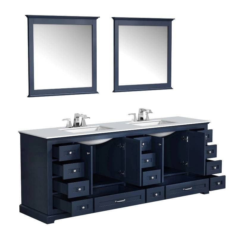 Lexora Vanities Lexora Dukes Modern 84" Navy Blue Double Sink Vanity Set
