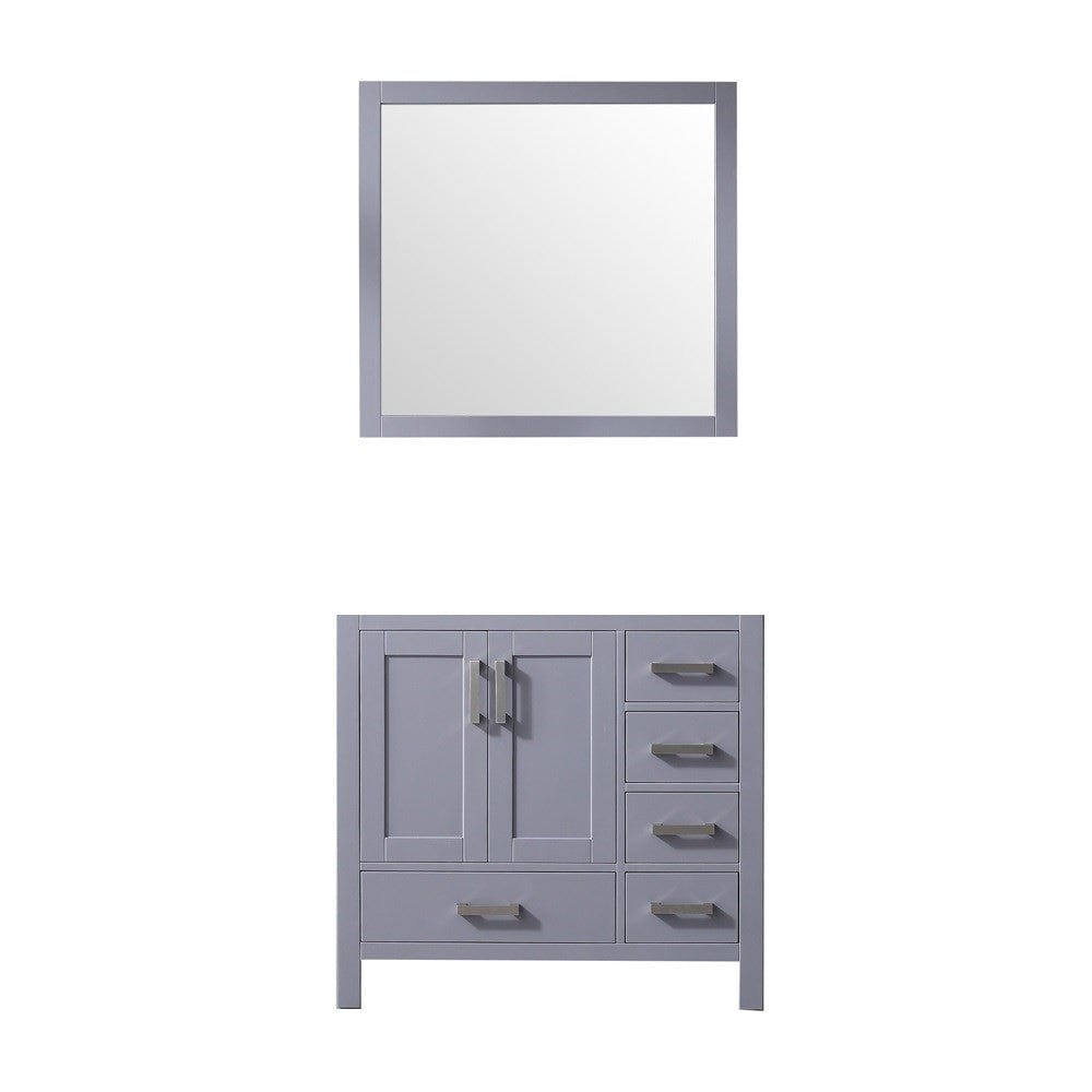 Lexora Vanities Lexora Jacques 36" Dark Grey Single Vanity | No Top | 34" Mirror - Left Version
