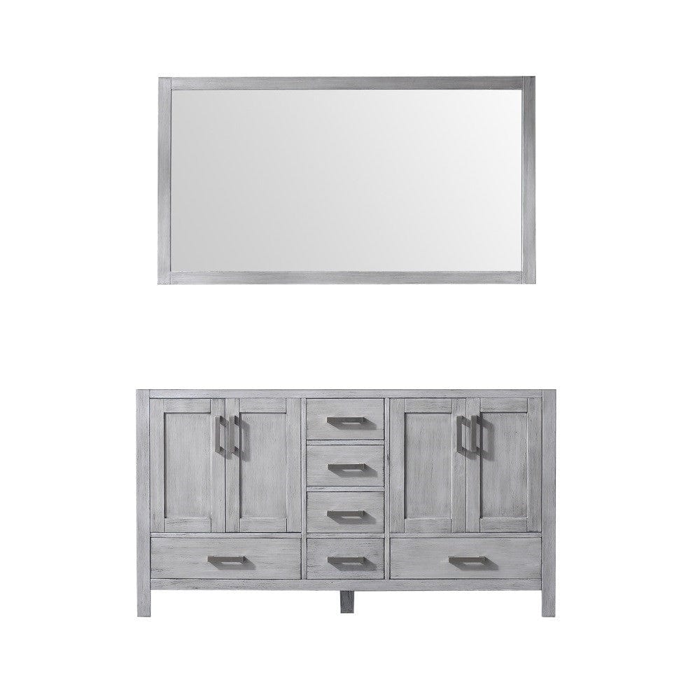 Lexora Vanities Lexora Jacques 60" Distressed Grey Double Vanity | No Top | 58" Mirror