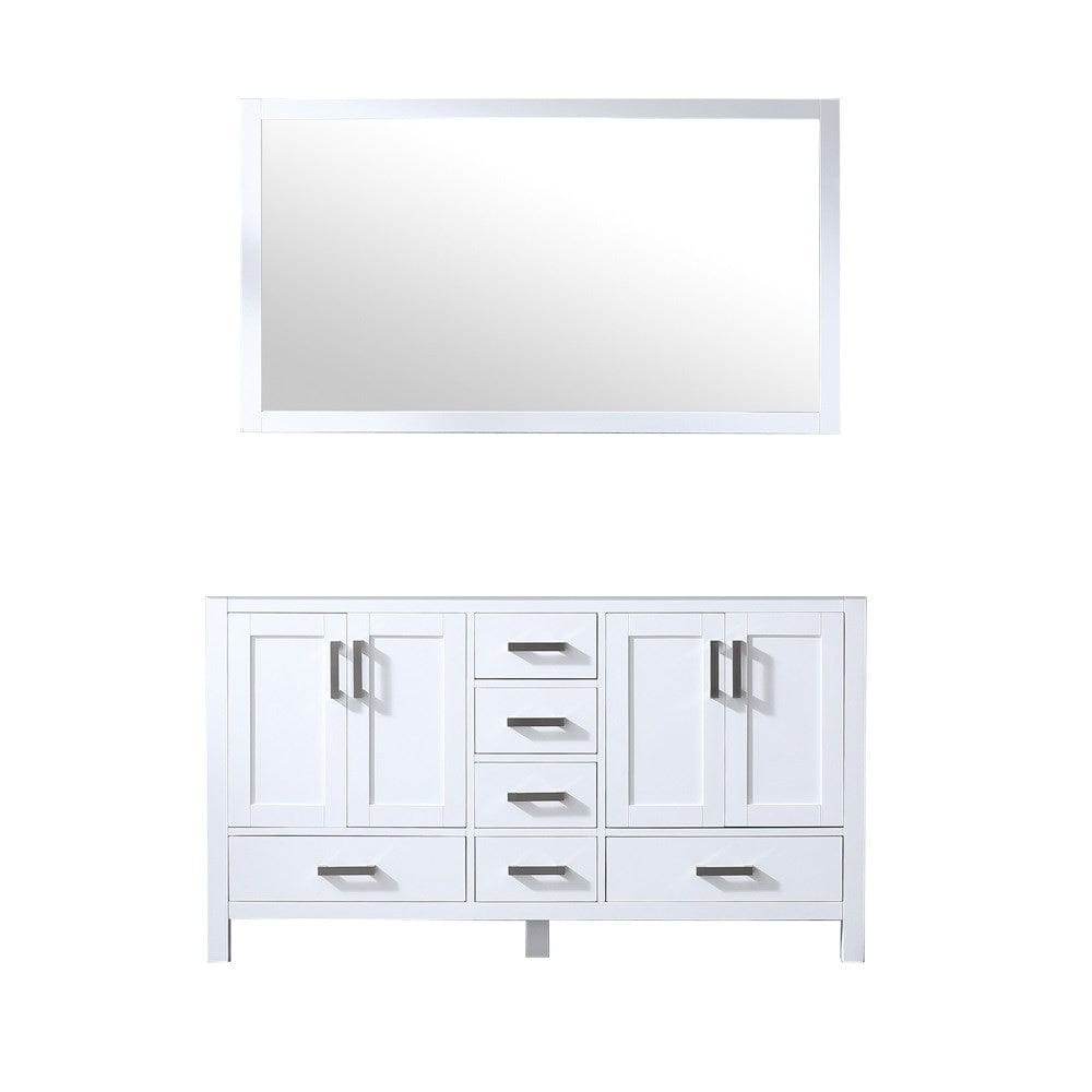 Lexora Vanities Lexora Jacques 60" White Double Vanity | No Top | 58" Mirror