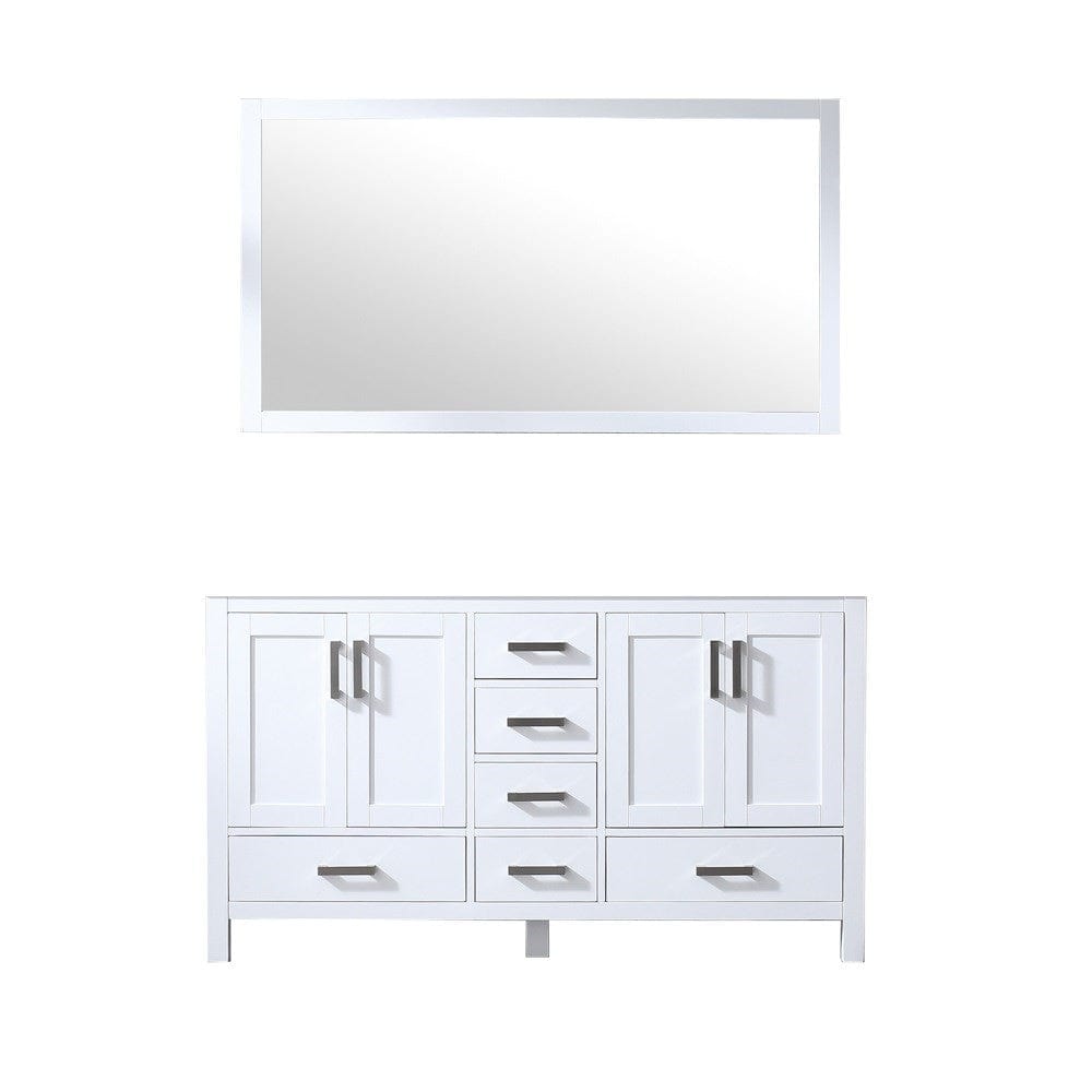 Lexora Jacques 60" White Double Vanity | No Top | 58" Mirror