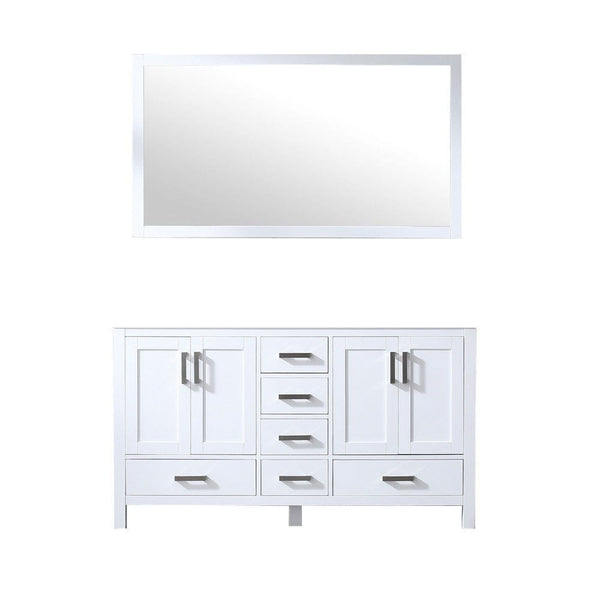 Lexora Jacques 60 White Double Vanity | No Top | 58 Mirror