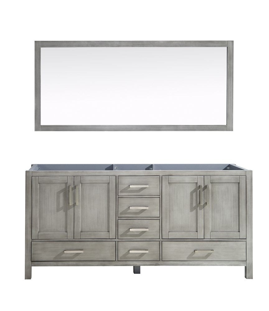 Lexora Vanities Lexora Jacques 72" Distressed Grey Double Vanity | No Top | 70" Mirror