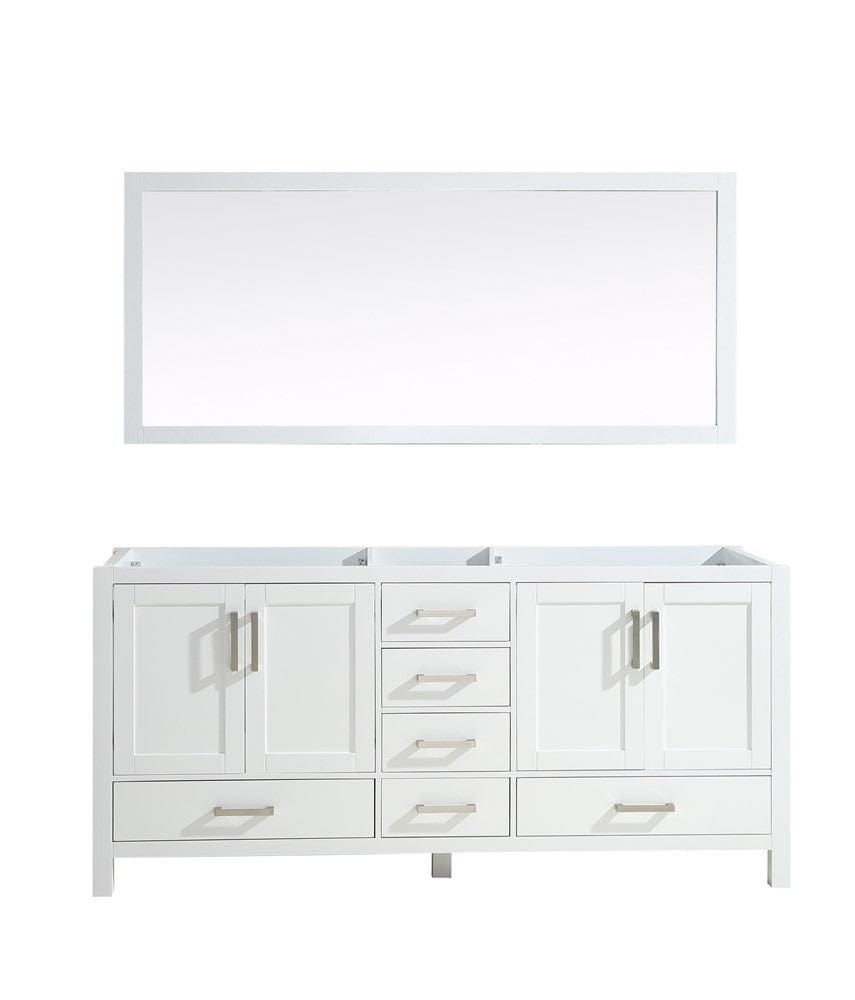 Lexora Vanities Lexora Jacques 72" White Double Vanity | No Top | 70" Mirror