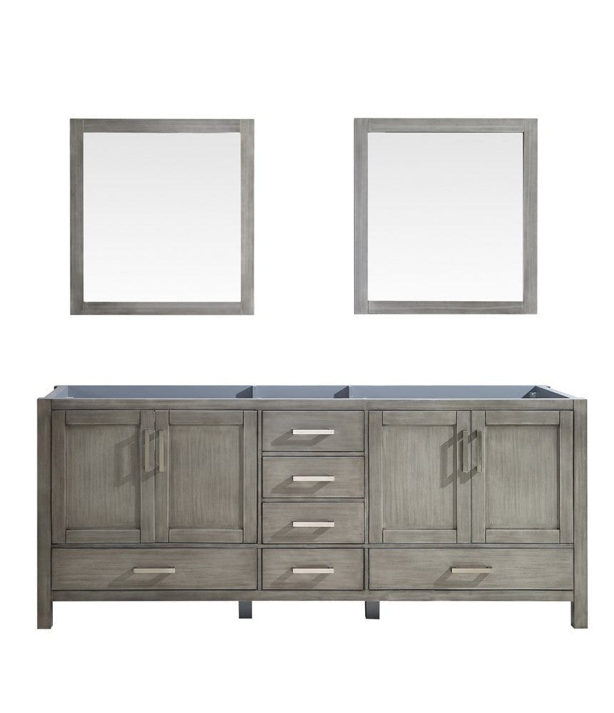 Lexora Vanities Lexora Jacques 80" Distressed Grey Double Vanity | No Top | 30" Mirrors
