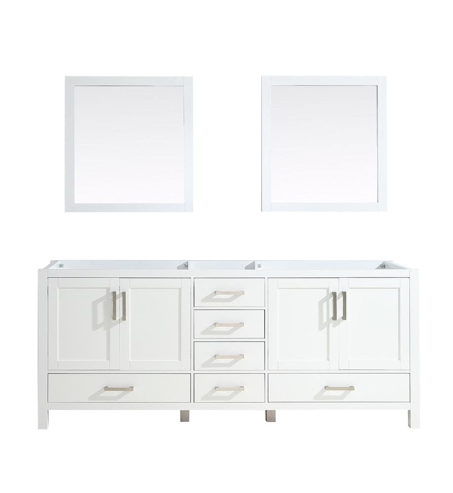 Lexora Vanities Lexora Jacques 80" White Double Vanity | No Top | 30" Mirrors