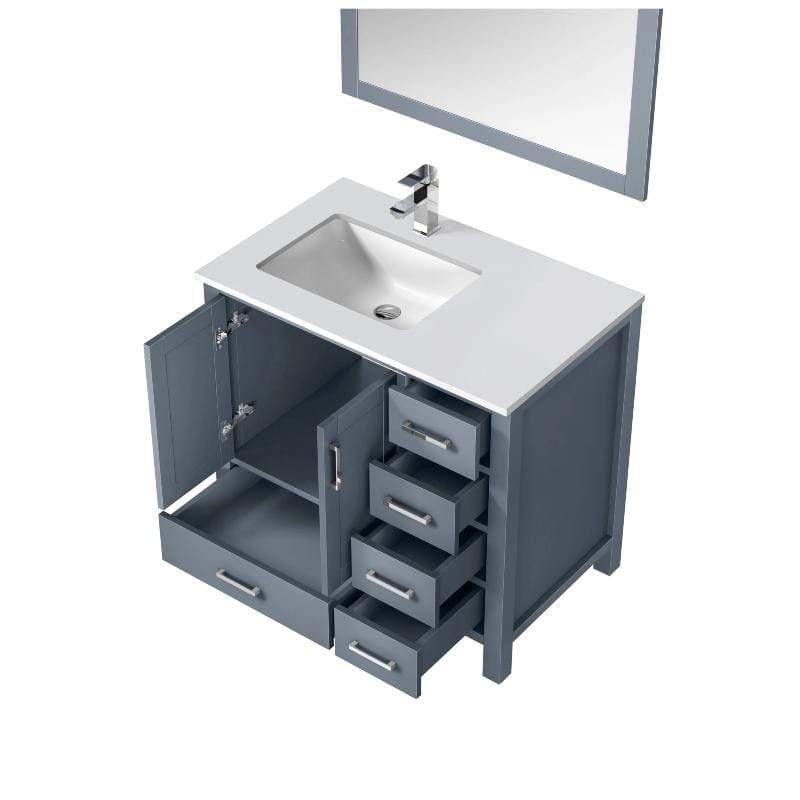 Lexora Vanities Lexora Jacques Modern 36" Dark Grey Single Sink Vanity Set - Left Version
