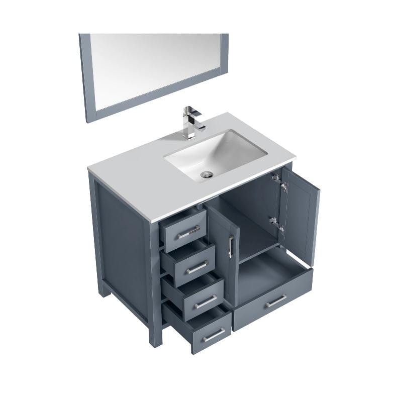 Lexora Vanities Lexora Jacques Modern 36" Dark Grey Single Sink Vanity Set - Right Version