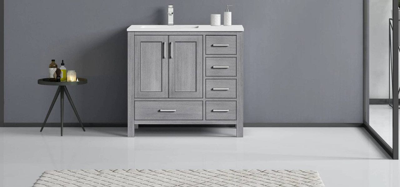 Lexora Vanities Lexora Jacques Modern 36" Distressed Grey Single Sink Vanity - Left Version