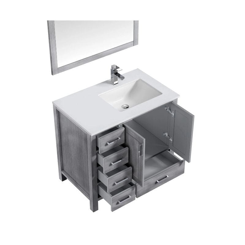 Lexora Vanities Lexora Jacques Modern 36" Distressed Grey Single Sink Vanity with Mirror - Left Version