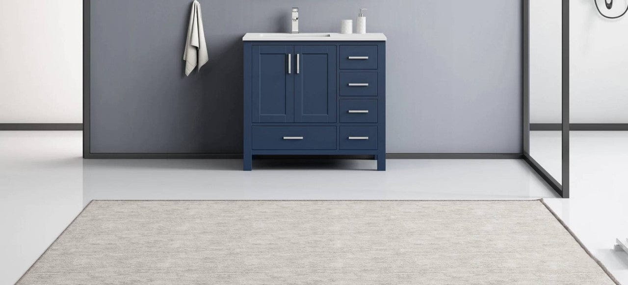 Lexora Vanities Lexora Jacques Modern 36" Navy Blue Single Sink Vanity - Left Version