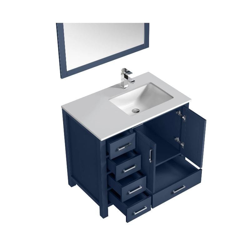 Lexora Vanities Lexora Jacques Modern 36" Navy Blue Single Sink Vanity Set - Right Version
