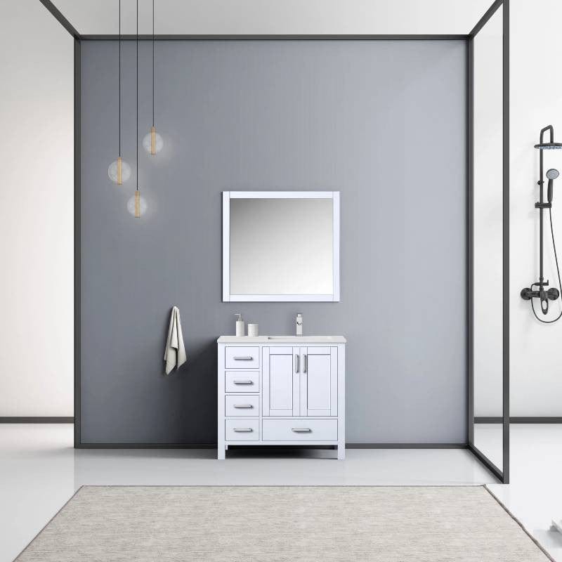 Lexora Vanities Lexora Jacques Modern 36" White Single Sink Vanity Set - Right Version
