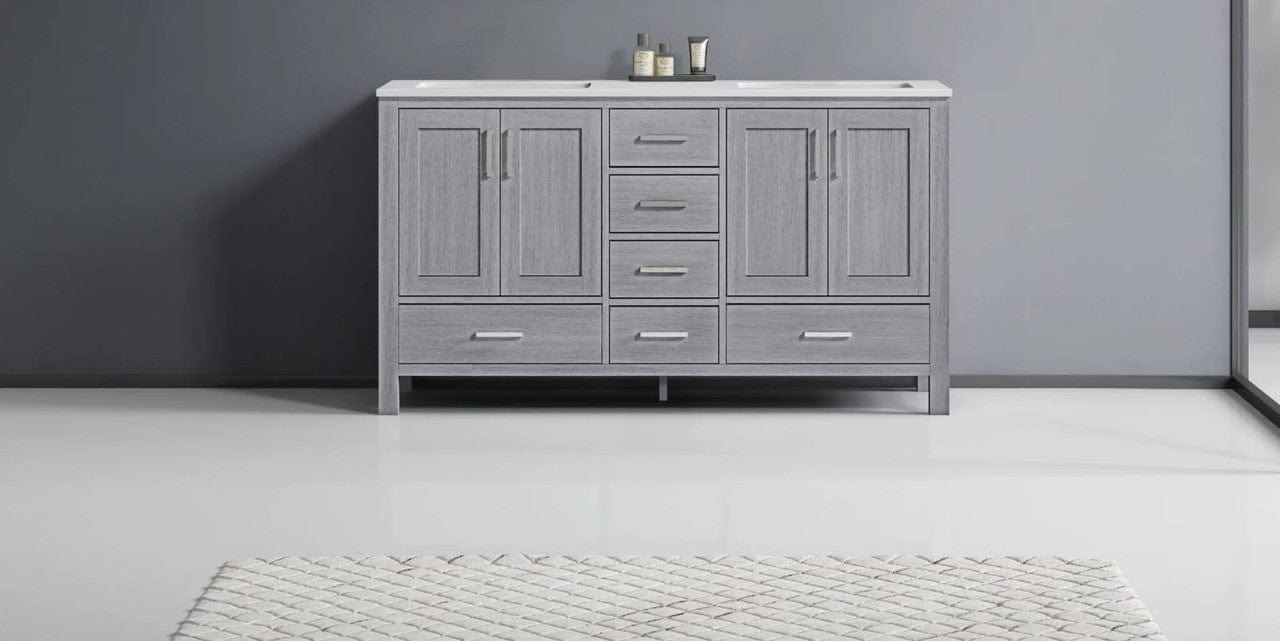 Lexora Vanities Lexora Jacques Modern 60" Distressed Grey Double Sink Vanity