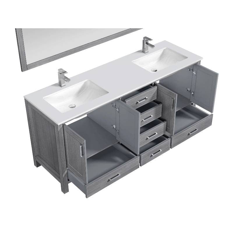 Lexora Vanities Lexora Jacques Modern 72" Distressed Grey Double Sink Vanity Set