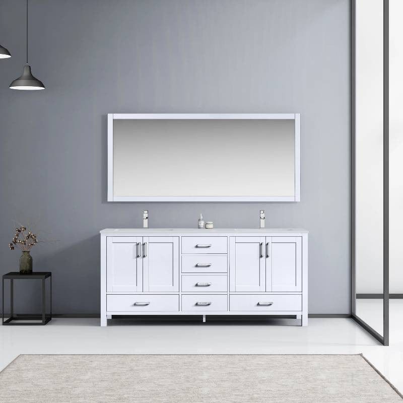 Lexora Vanities Lexora Jacques Modern 72" White Double Sink Vanity with Mirror